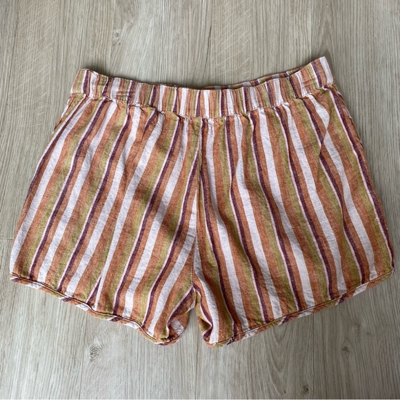 ❤️ NWOT Madewell Linen-Cotton Pull-On Shorts in Rainbow Stripe - Picture 4 of 9